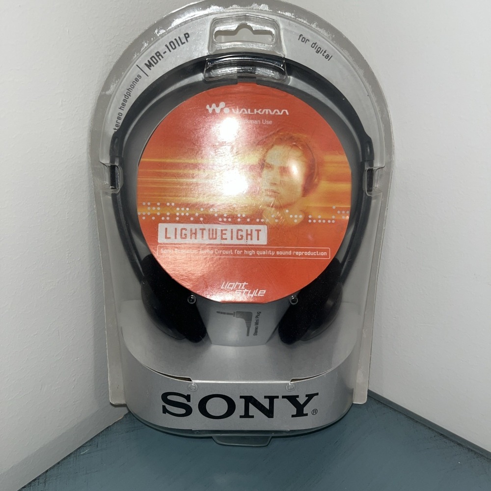 Vintage 2002 Sony Lightweight Stereo Headphones MDR-101LP, New, Factory Sealed